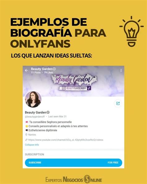 ejemplos de biografas para onlyfans|10 ideas para biografías de OnlyFans para conseguir más。